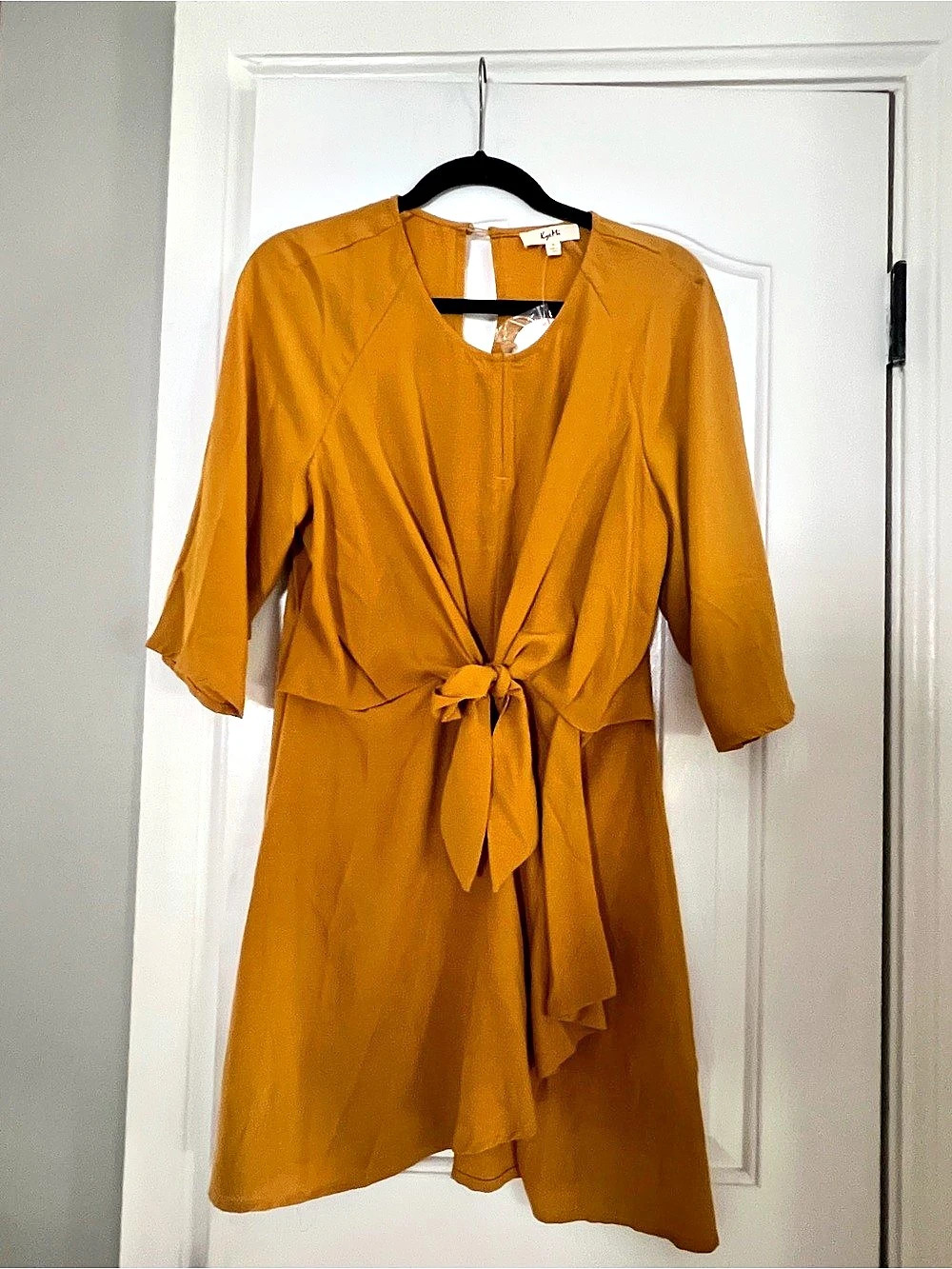 Mustard Tie-Waist Mini Dress